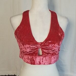 Fabletics Oasis Pink Crushed Velour Sports Bra Size M